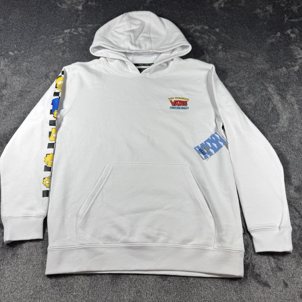 Vans X The Simpsons Mens XL Hoodie White Graphic VN0A4TS6ZZZ Bart Homer Marge